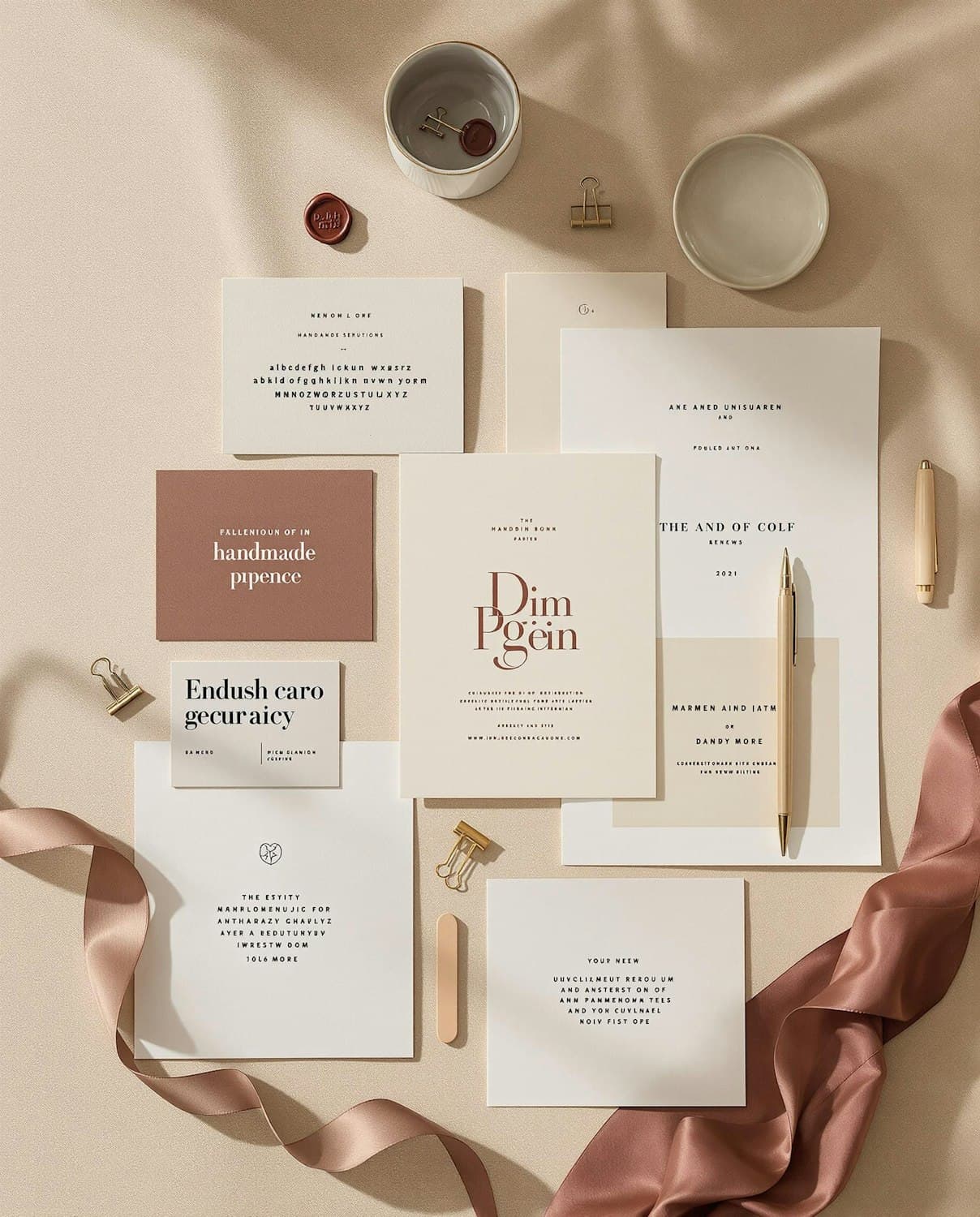 Elegant stationery with a wax seal and a soft pink ribbon